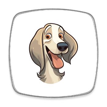 Saluki Dog Breed Watercolor Cartoon Kawaii Clipart - Square fridge magnet - white - Front