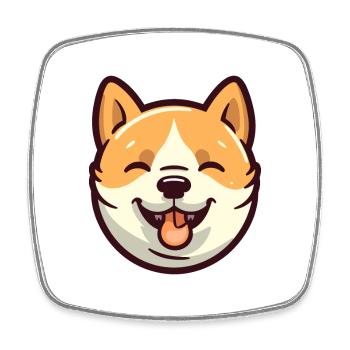 Shiba Inu Dog Breed Watercolor Cartoon Kawaii Clip - Square fridge magnet - white - Front