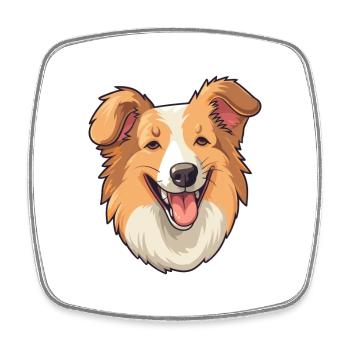Shetland Schäferhund Hund Rasse Aquarell Karikatur Kaw - Viereckiger Kühlschrankmagnet - Weiß - Vorne