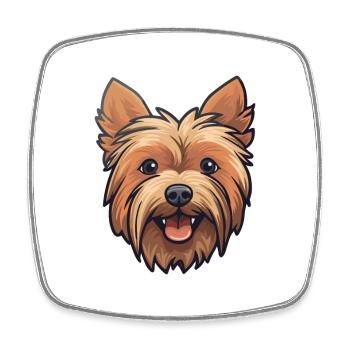 Silky Terrier Dog Breed Watercolor Cartoon Kawaii - Square fridge magnet - white - Front