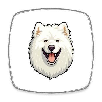 Samojede Hunderasse Aquarell Karikatur Kawaii Clipar - Viereckiger Kühlschrankmagnet - Weiß - Vorne