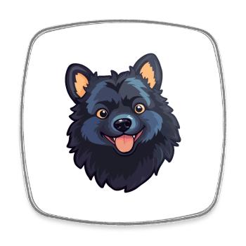 Schipperke Hunderasse Aquarell Karikatur Kawaii Cli - Viereckiger Kühlschrankmagnet - Weiß - Vorne
