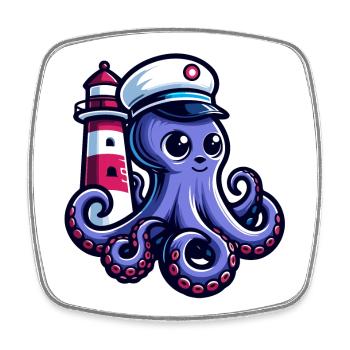 Octo-Navigator: Wegweiser der Meere - Viereckiger Kühlschrankmagnet - Weiß - Vorne