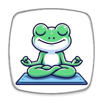 Amphibien méditatif : la grenouille éclairée - Magnet carré - blanc - Devant