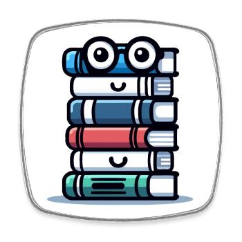 Book Buddy: Der literarische Stapel - Viereckiger Kühlschrankmagnet - Weiß - Vorne