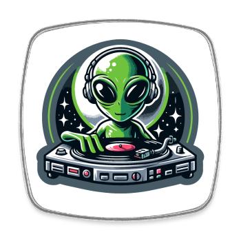 Galactic Grooves : le DJ extraterrestre - Magnet carré - blanc - Devant