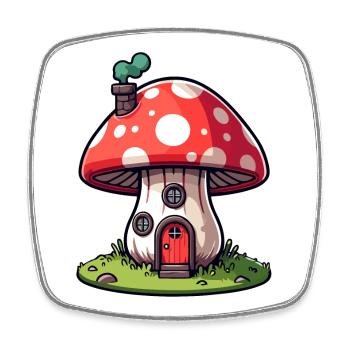 Enchanted Shroom Home: Die Pilz-Behausung - Viereckiger Kühlschrankmagnet - Weiß - Vorne