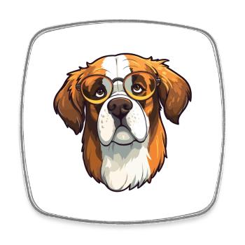 Saint Bernard chien race aquarelle dessin animé Kawaii - Magnet carré - blanc - Devant