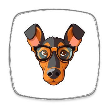 Dobermann Pinscher Hunderasse Aquarell Karikatur Kaw - Viereckiger Kühlschrankmagnet - Weiß - Vorne
