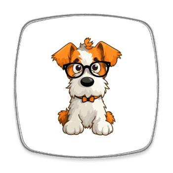 Wire Fox Terrier Dog Breed Watercolor Cartoon Kawa - Square fridge magnet - white - Front