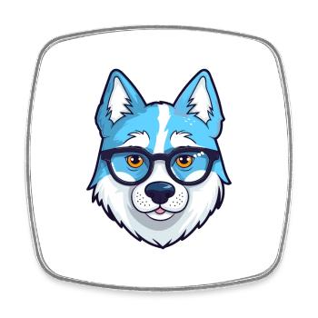 Husky sibérien chien race aquarelle dessin animé Kawaii - Magnet carré - blanc - Devant