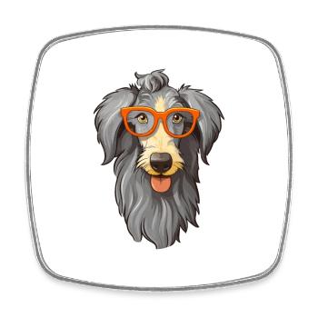 Scottish Deerhound Dog Breed Watercolor Cartoon Ka - Square fridge magnet - white - Front