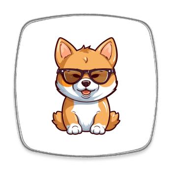 Shiba Inu Dog Breed Watercolor Cartoon Kawaii Glas - Square fridge magnet - white - Front