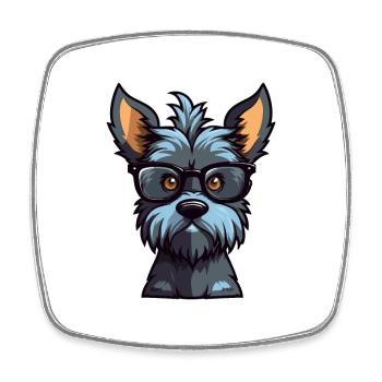 Scottish Terrier Dog Breed Watercolor Cartoon Kawa - Square fridge magnet - white - Front