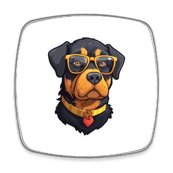 Rottweiler chien race aquarelle dessin animé Kawaii Gla - Magnet carré - blanc - Devant