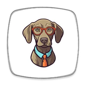 Braque de Weimar race aquarelle dessin animé Kawaii Gla - Magnet carré - blanc - Devant