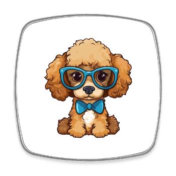 Toy Poodle Dog Breed Watercolor Cartoon Kawaii Gla - Square fridge magnet - white - Front