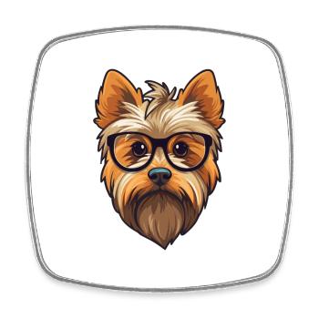 Silky Terrier Dog Breed Watercolor Cartoon Kawaii - Square fridge magnet - white - Front