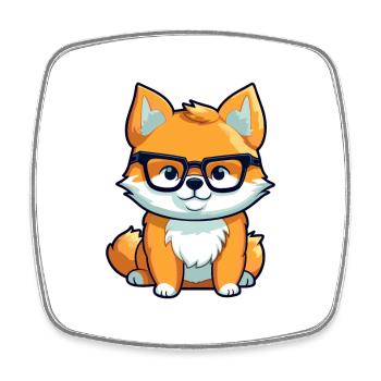 Shiba Inu Dog Breed Watercolor Cartoon Kawaii Glas - Square fridge magnet - white - Front