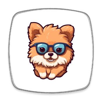 Pomeranian Dog Breed Watercolor Cartoon Kawaii Gla - Square fridge magnet - white - Front