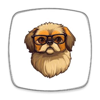 Pékin chien race aquarelle dessin animé Kawaii Glas - Magnet carré - blanc - Devant
