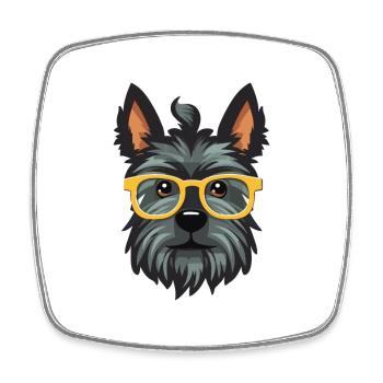 Scottish Terrier Dog Breed Watercolor Cartoon Kawa - Square fridge magnet - white - Front