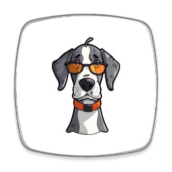 Great Dane Dog Breed Watercolor Cartoon Kawaii Gla - Square fridge magnet - white - Front