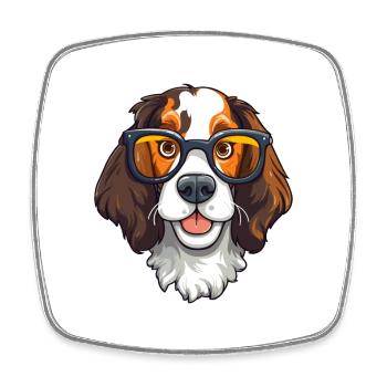 English Springer Spaniel Hunderasse Aquarellwagen - Viereckiger Kühlschrankmagnet - Weiß - Vorne
