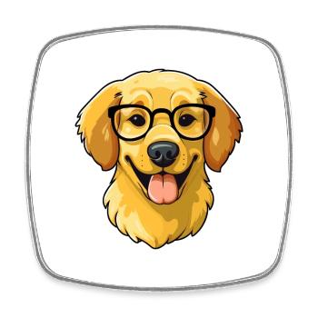 Golden Retriever Dog Breed Watercolor Cartoon Kawa - Square fridge magnet - white - Front