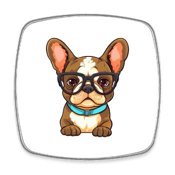 French Bulldog Dog Breed Watercolor Cartoon Kawaii - Square fridge magnet - white - Front
