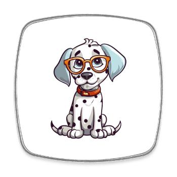Dalmatien chien race aquarelle dessin animé Kawaii Glas - Magnet carré - blanc - Devant