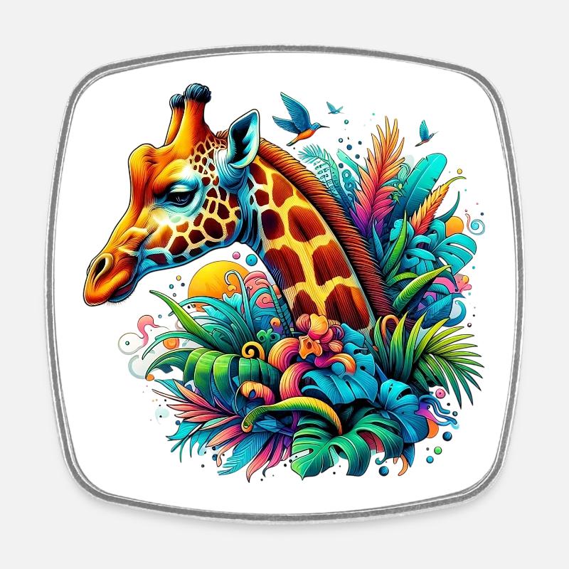 Giraffe - Viereckiger Kühlschrankmagnet - Weiß