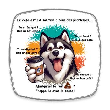 Kaffee - Viereckiger Kühlschrankmagnet - Weiß - Vorne