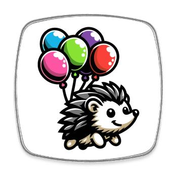 Hedgehog Harmony: Der Ballon-Kumpel - Viereckiger Kühlschrankmagnet - Weiß - Vorne
