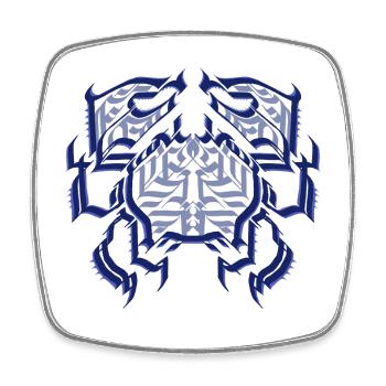 Crab Drawing Style Tattoo Calligraphy - Square fridge magnet - white - Front