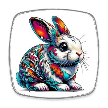 Rabbit - Square fridge magnet - white - Front