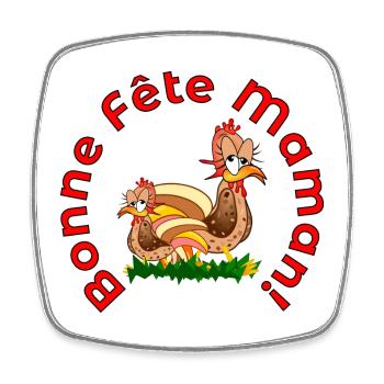 Fêtes des Méres POULETS POULES MAMAN - Magnet carré - blanc - Devant