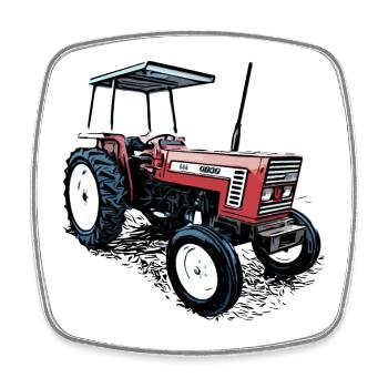 Traktor 666 - Viereckiger Kühlschrankmagnet - Weiß - Vorne