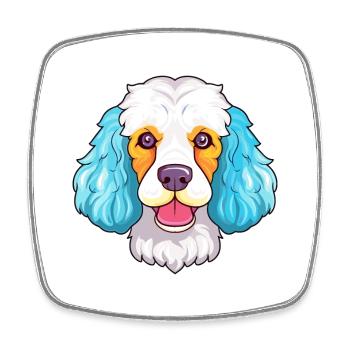 Caniche chien race aquarelle dessin animé kawaii colorfu - Magnet carré - blanc - Devant
