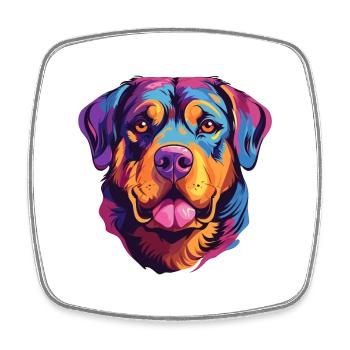 Rottweiler chien race aquarelle dessin animé kawaii col - Magnet carré - blanc - Devant