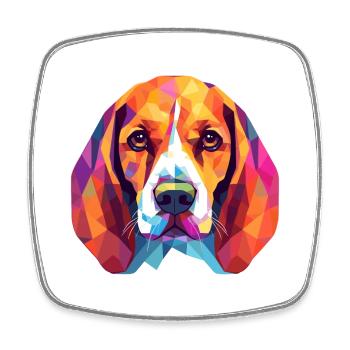 Beagle Dog Breed Watercolor Cartoon Kawaii Colorfu - Square fridge magnet - white - Front