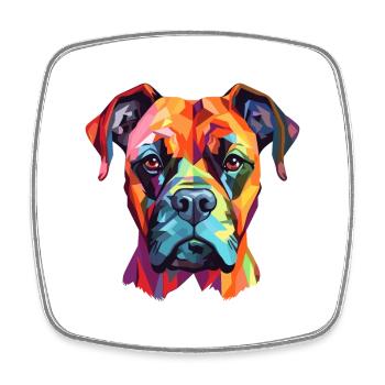 Boxer Hund Rasse Aquarell Karikatur Kawaii Bunt - Viereckiger Kühlschrankmagnet - Weiß - Vorne