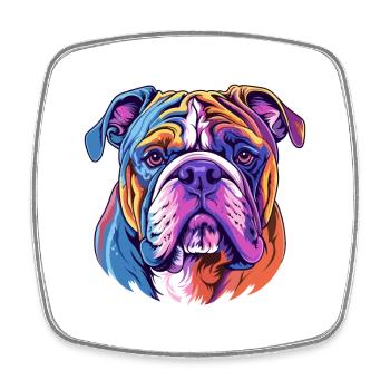 Bulldogge Hund Rasse Aquarell Karikatur Kawaii Colorf - Viereckiger Kühlschrankmagnet - Weiß - Vorne