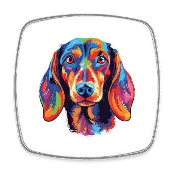 Dackel Hund Rasse Aquarell Karikatur Kawaii Colo - Viereckiger Kühlschrankmagnet - Weiß - Vorne