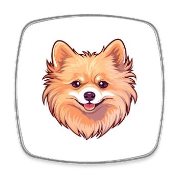 Pommersche Hunderasse Aquarell Karikatur Kawaii Col - Viereckiger Kühlschrankmagnet - Weiß - Vorne