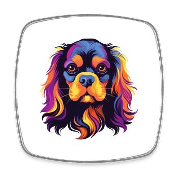 Cavalier King Charles Spaniel chien race aquarelle - Magnet carré - blanc - Devant