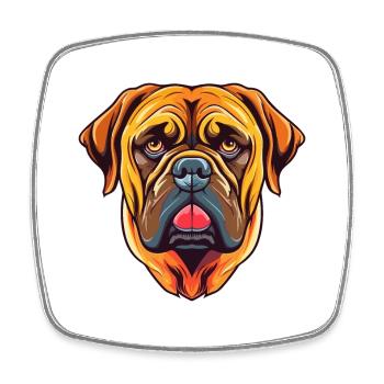 Bullmastiff chien race aquarelle dessin animé Kawaii Co - Magnet carré - blanc - Devant