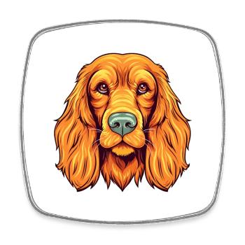 Irischer Setter Hund Rasse Aquarell Karikatur Kawaii C - Viereckiger Kühlschrankmagnet - Weiß - Vorne