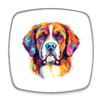Saint Bernard chien race aquarelle dessin animé Kawaii - Magnet carré - blanc - Devant