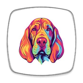 Bloodhound Dog Breed Watercolor Cartoon Kawaii Col - Square fridge magnet - white - Front